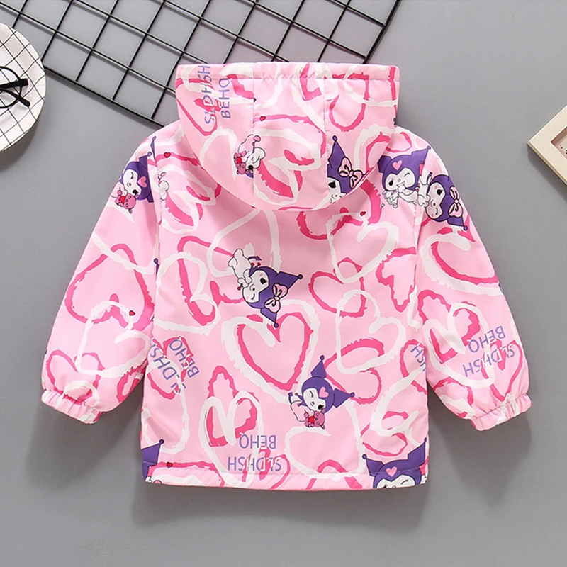 4-14 سنة الفتيات ربيع الخريف الكرتون Kuromi طباعة الوجهين تهمة سترة الأطفال أفخم رشاقته سترة خارجية #4