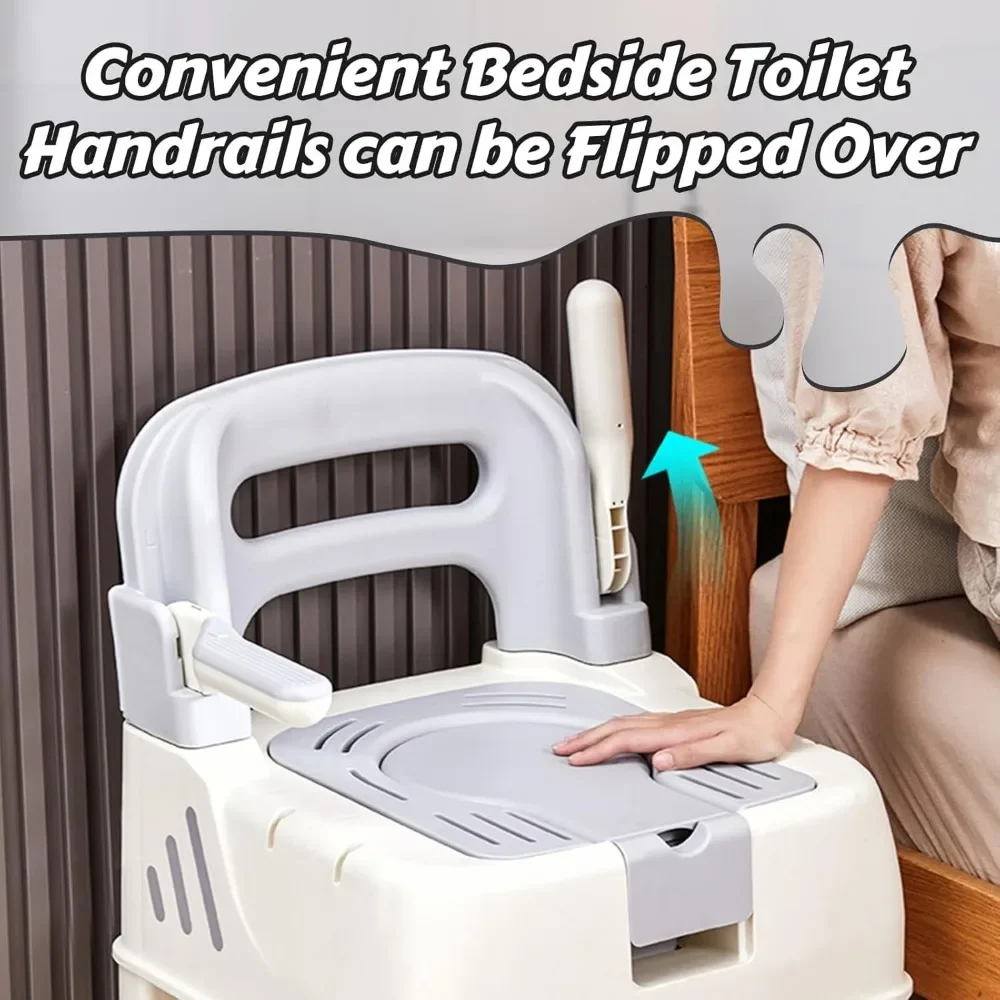 Shower Chair Portable Toilet Chair 2 in 1 Potty Chair Anti-Slip Senior Commode Toilet Detachable Toilet for Disabled, Elder