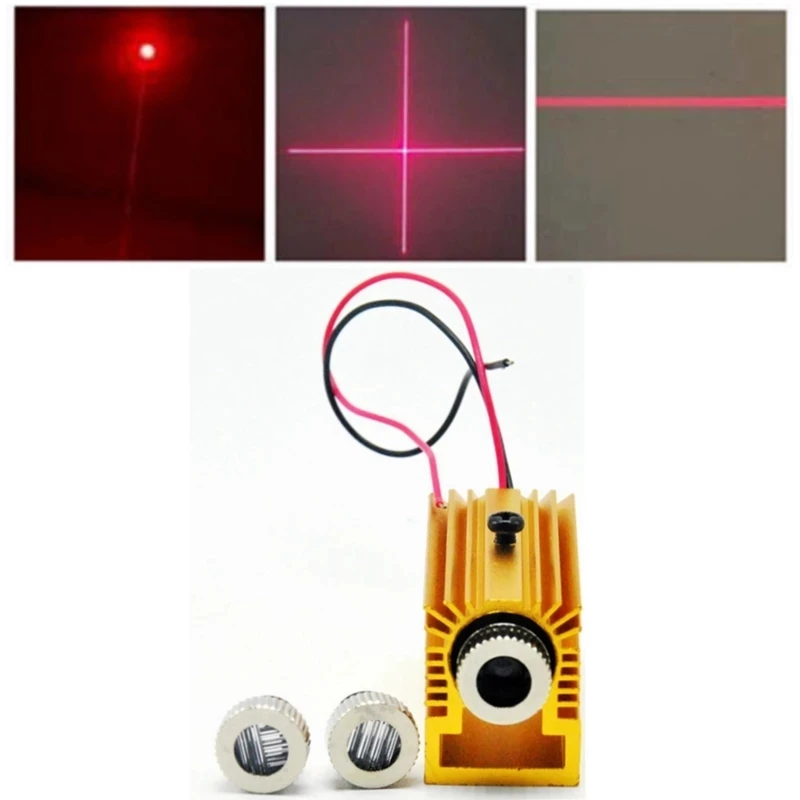 Focusable 650nm 5mW Red Laser Diode Module Dot Line Cross Shape 12x35mm with 20x27x50mm Heatsink