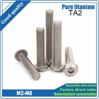 1/2/5Pcs M2 M2.5 M3 M4 M5 M6 M8 TA2 Pure Titanium Hexagon Hex Socket Head Button Allen Bolt Machine Screw Length 6-50mm ISO7380