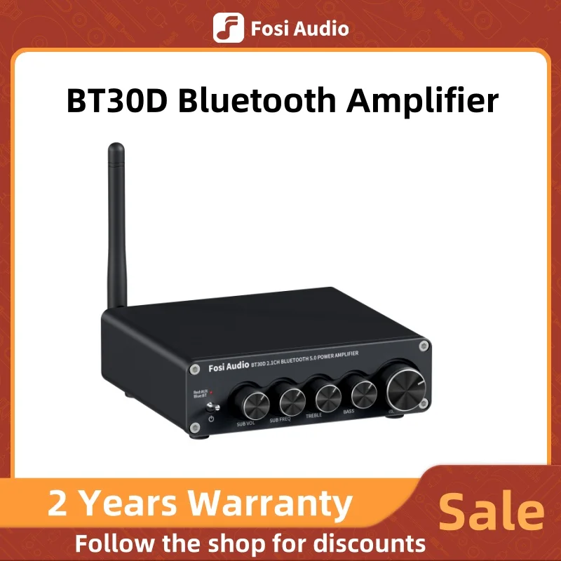 Fosi Audio BT30D Bluetooth Sound Power Amplifier 2.1 Channel Bass & Treble Control Amp Audio Subwoofer 100W + 50W x2