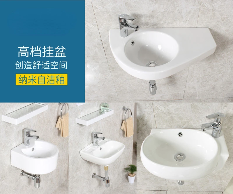 

Wall-Mounted Washbasin Small Bathroom Wash Basin Balcony Wall-Hung Basin Mini Triangle Wash Basin Ceramic Basin Pool