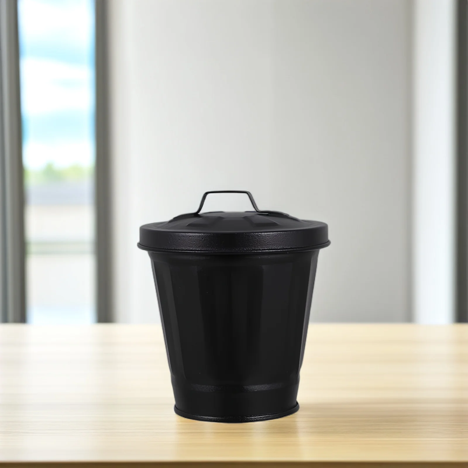 

5Pcs TrashCan StorageTank TinyBin DesktopWastebasket BlackLid OfficeUse MiniDecorative DurableModern SuitableScenarios