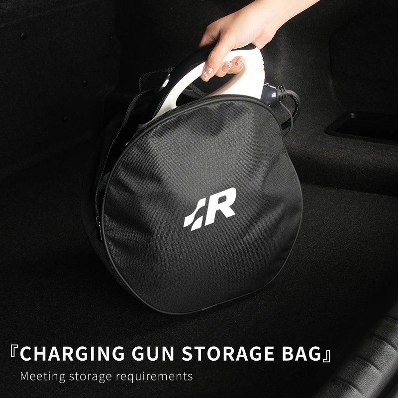 Car Charging Gun Storage Bag Trunk Cable Tools Pouch Accessories For VW R Tiguan CC Jetta Polo Golf Passat Scirocco T-ROC Touare 2