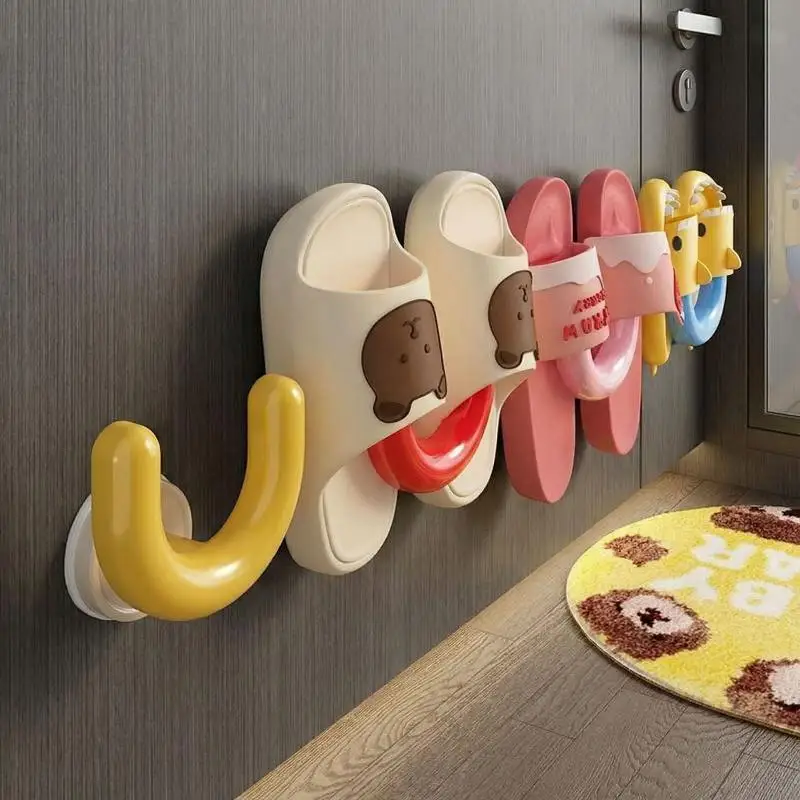 Dopamine Suction Cup Slipper Hanger U-Shaped Multifunctional Wall Mounted Bathroom Storage Organizer Slipper Storage Rack