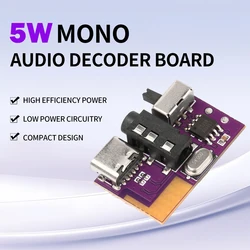 DC 3.5V-5V 5W Bluetooth Mono Amplifier Decoder Board MP3 Player TWS 3.5mm AUX Module Receiver DIY Handmade Speaker TYPE-C