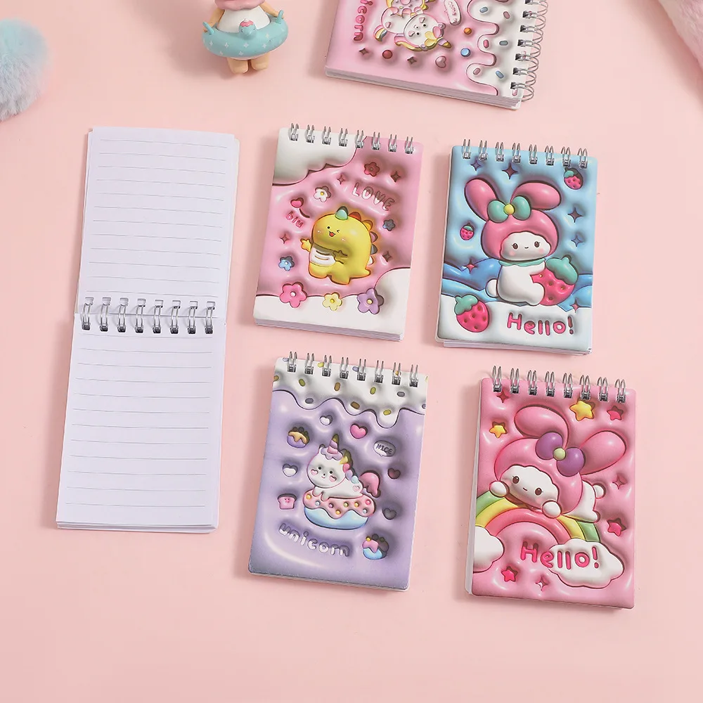 2PC Kawaii Mini Pocket Notebook Student Notepad Diary Spiral Notebook Kids Prize Stationary Gift Office School