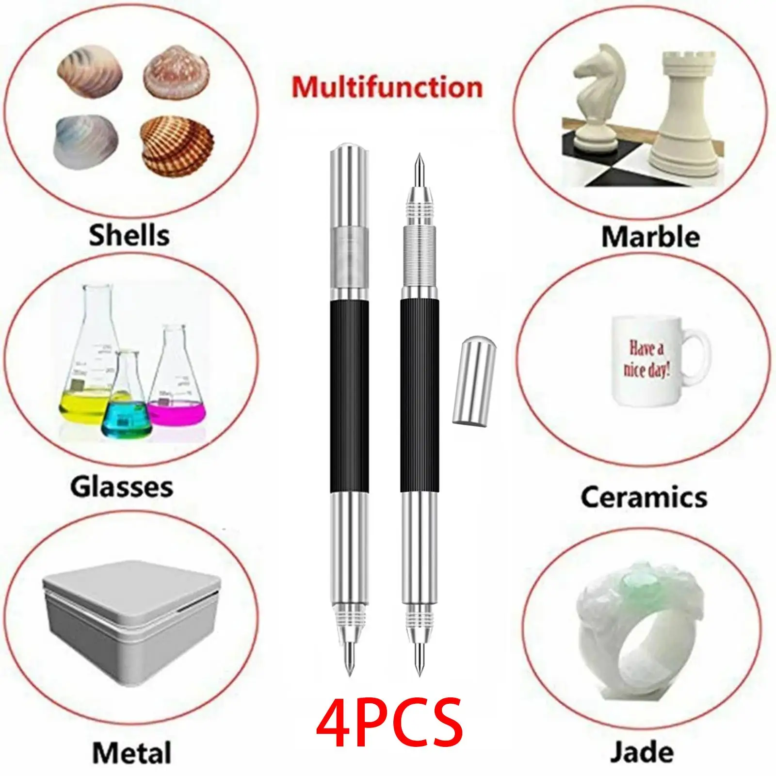 4 قطع قلم نقش صلابة كربيد من الفولاذ المقسى