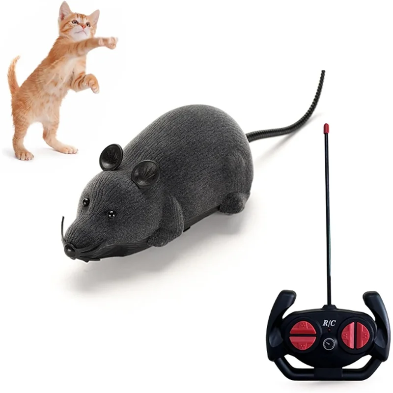 ABJN-Rat Mouse Cat جهاز تحكم عن بعد RC حيوان مزيف واقعي للقطط والكلاب والحيوانات الأليفة هدايا (Nly هدية رمادية Noveltygift #1