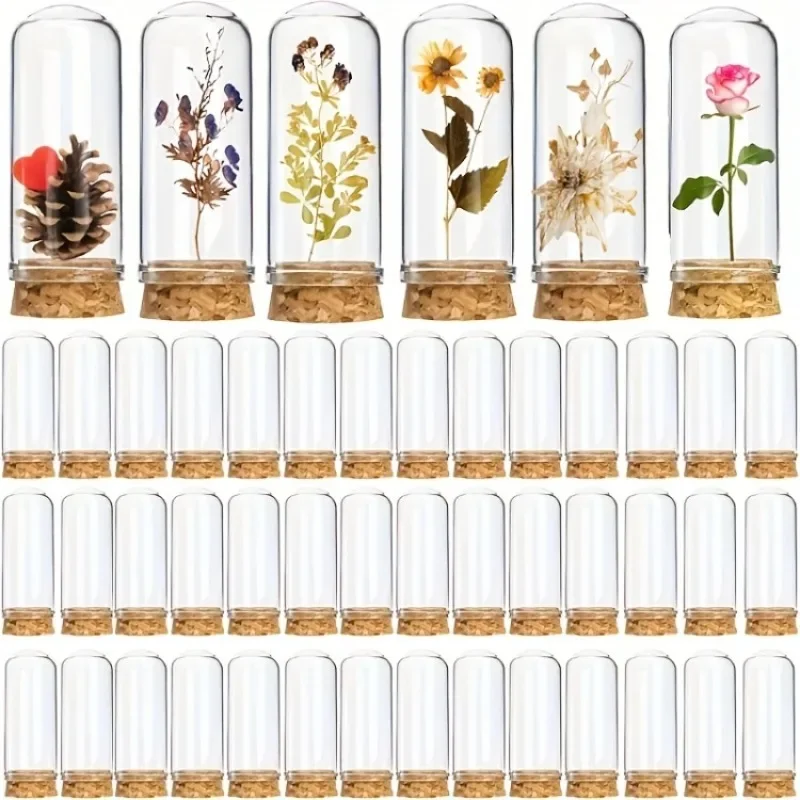 40pcs Glass Cloche Bell Jars with Cork Lids 3x8cm Dome Display Containers Elegant Decorative Message Bottles Home Wedding Decor