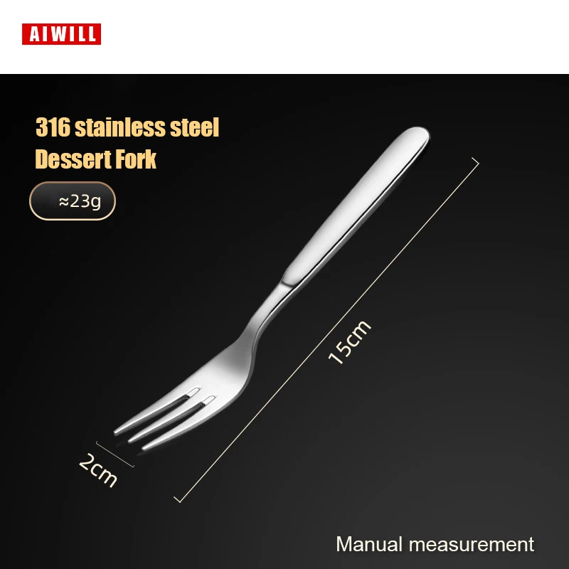 AIWILL 316 Stainless steel Fork western adult household fruit long handle pasta salad dessert Quality Kitchen tools