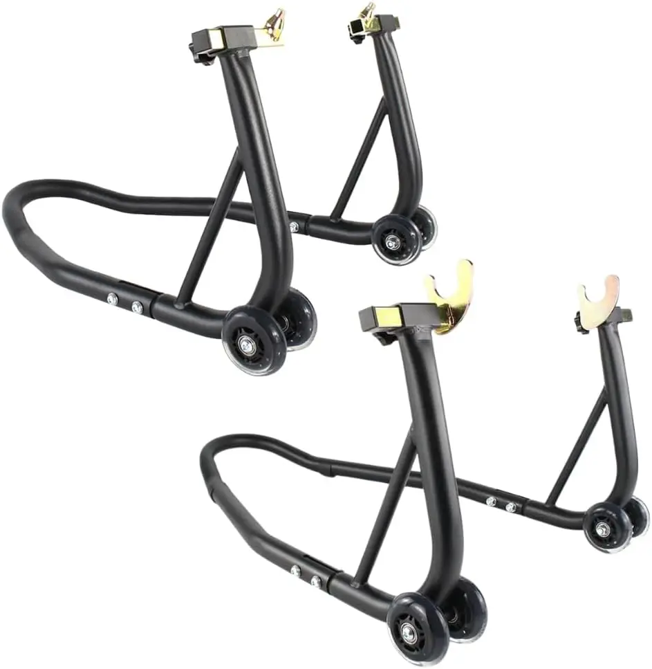 

Universal 450 lbs Motorcycle Stand Front + Rear Wheel Lift Stands, Spool-Style Lift Stand Universal Paddock Stand Powersports St