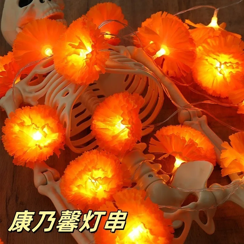 5 أقدام LED أضواء القطيفة البرتقالية جارلاند ليوم الموتى عيد الهالوين ديوالي عطلة ديكور المنزل لوازم عيد الميلاد