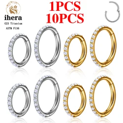 1/10PCS G23 Titanium Nose Rings Septum Clicker Imitation Pearls  Earrings Hoop 16G Segment Ear Cartilage Tragus Piercing Jewelry
