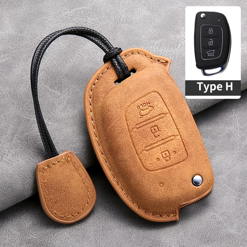 

For Hyundai Grand i10 2023 IX35 IX45 I20 I30 HB20 Elantra Solaris Sonata Santa Fe Sport Tucson Leather Car Flip Key Case Cover