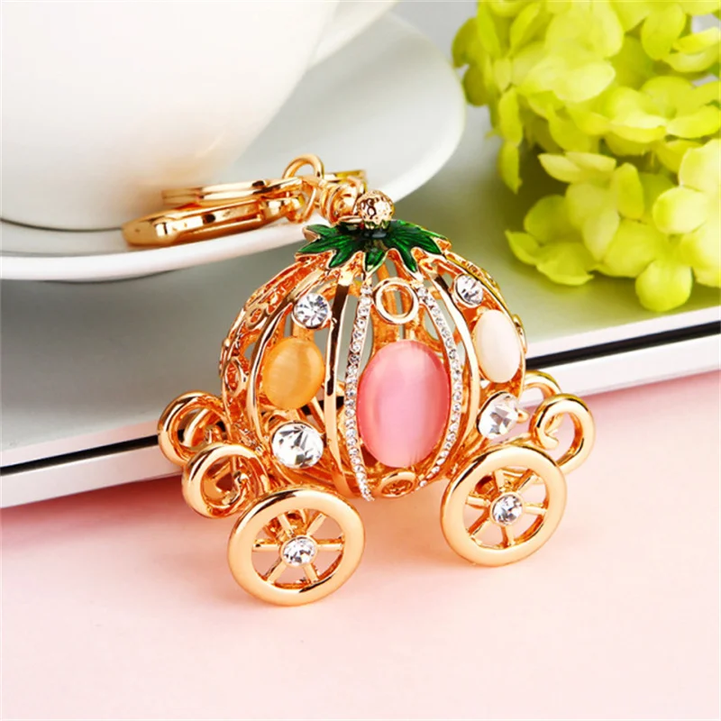 Full Rhinestone Crystal Pumpkin Keychains Car Keyrings Women's Bags Decoration Keychain Gifts Holiday Jewelry - view 6