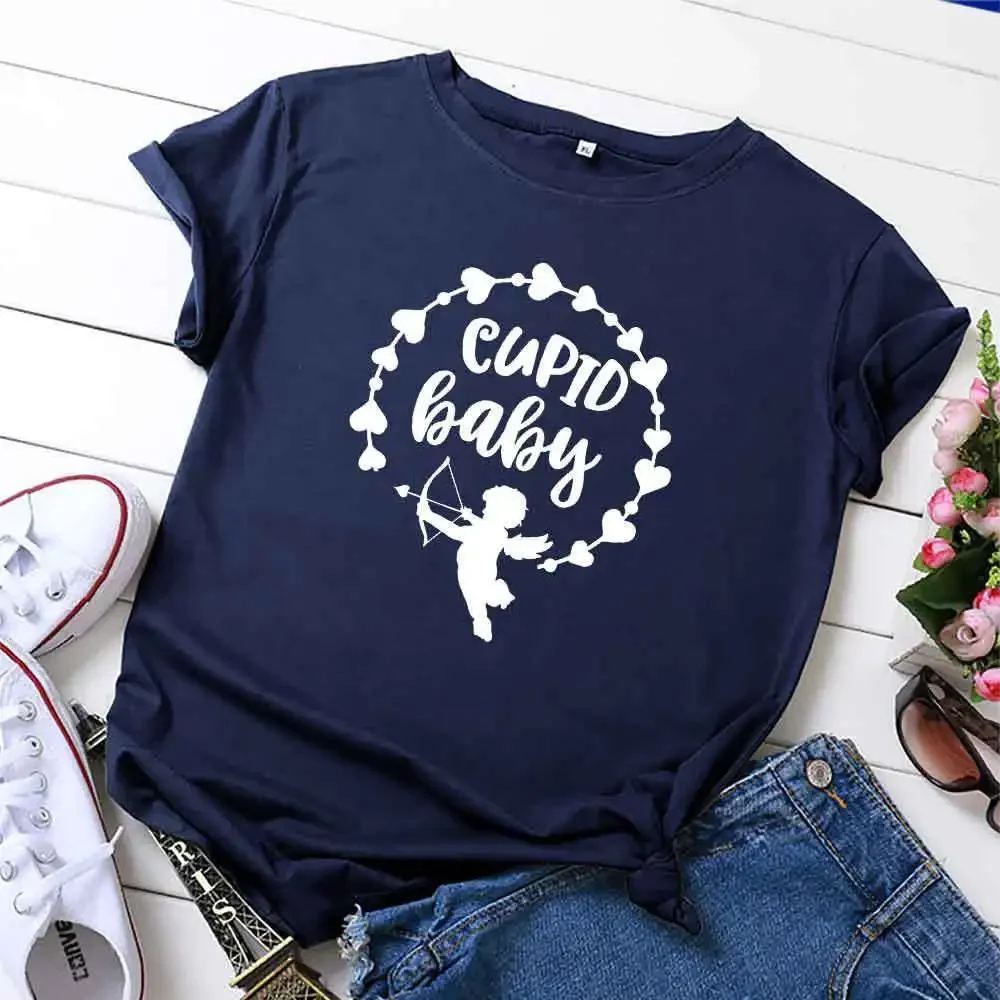 Angel Cupid Baby Short Sleeve Casual Ladies Fashion Female Graphic Tee Women Print Summer Tops Clothing  Streewear Clothes