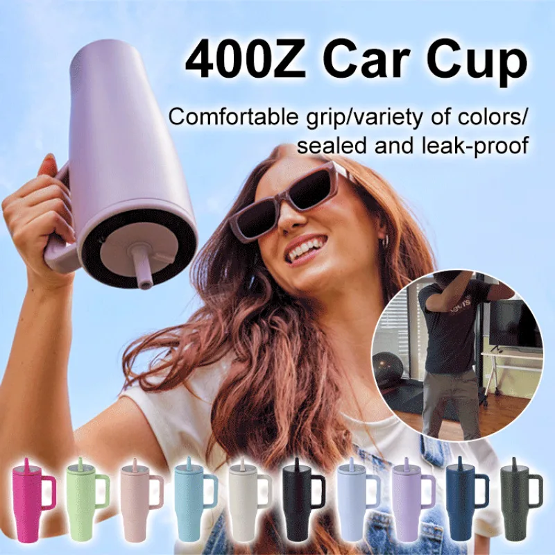 Doublelayer ulation stainless steel mug handle large capacity cup keep cold car cup car mugs Water Cup Celebrity Cup with Straw