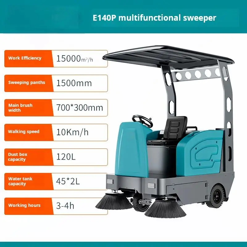 

1500mm Sweeping panths Energy Saving Electric Ride On Sweeper Self Propelled High Pressure Driving sweeper for Supermarket