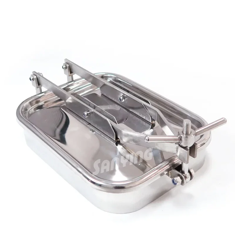 Wholesale Price Sanitary Stainless Steel Rectangular Manhole Top Tank Cover Low Pressure Frame Polished Surface Pipe Fittings