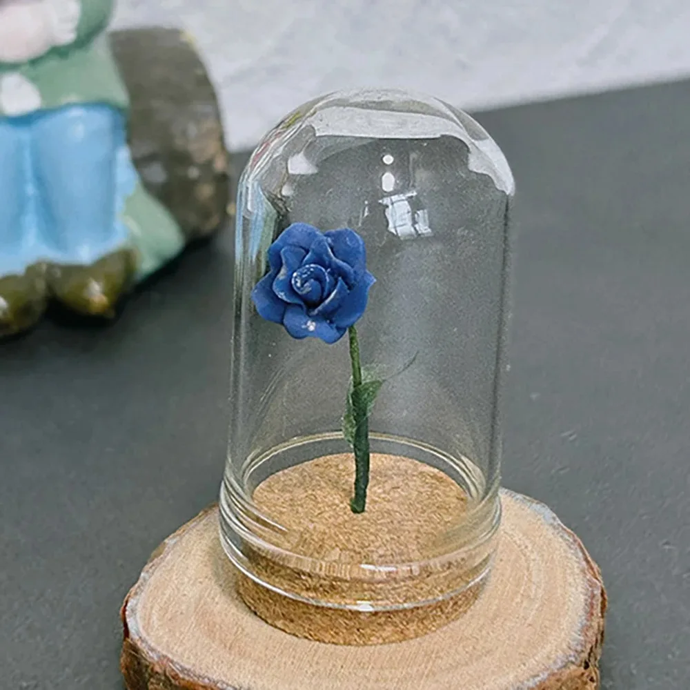 1/12 Maßstab Puppenhaus-Dekor-Accessoires, Miniatur-Rosenblütenmodell mit Glasabdeckung, Winzige Ornamente für Puppenhaus-Dekoration – Detail 7