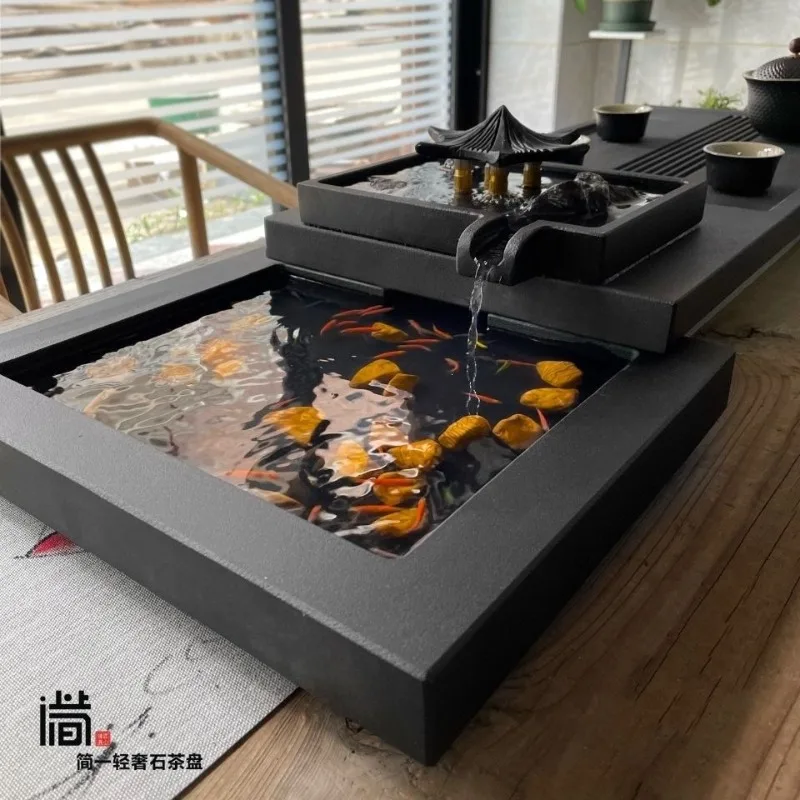Wujinshi tea tray household high-end tea table Chinese dry brewing table flowing water fish tray tea