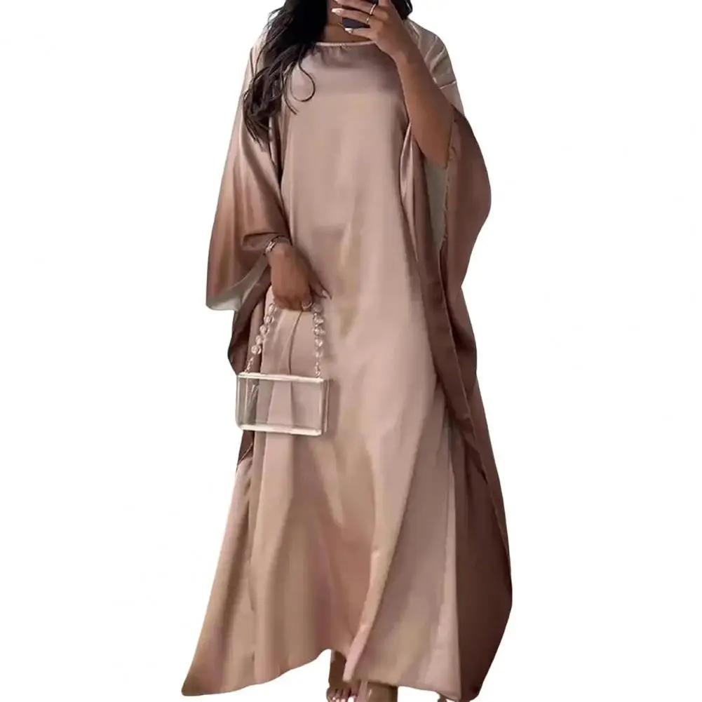 

Spring Long Dress Ethnic Style Maxi Dress with Bat Sleeves Gradient Color for Fall Spring Women's A-line Loose Stain Dress Women