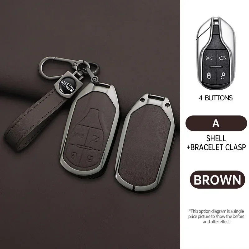 

Car Zinc Alloy Key Case Bag Car KeyChain Metal Key Shell For Maserati Quattroporte GT MC20 Levante Ghibli Spyder Coupe GranSport