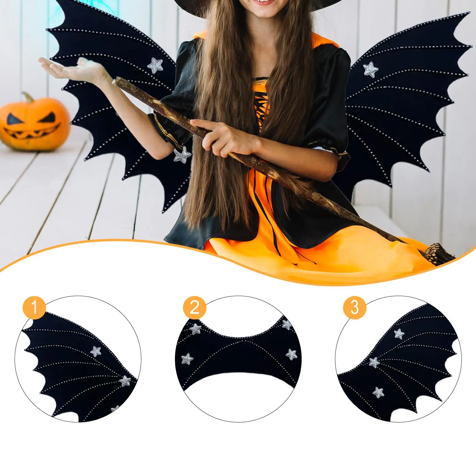 

Halloween Bat Wing Comfortable Lightweight Photo Prop Role Play Prop for Festival Decoration Party Favor Carnival Performance