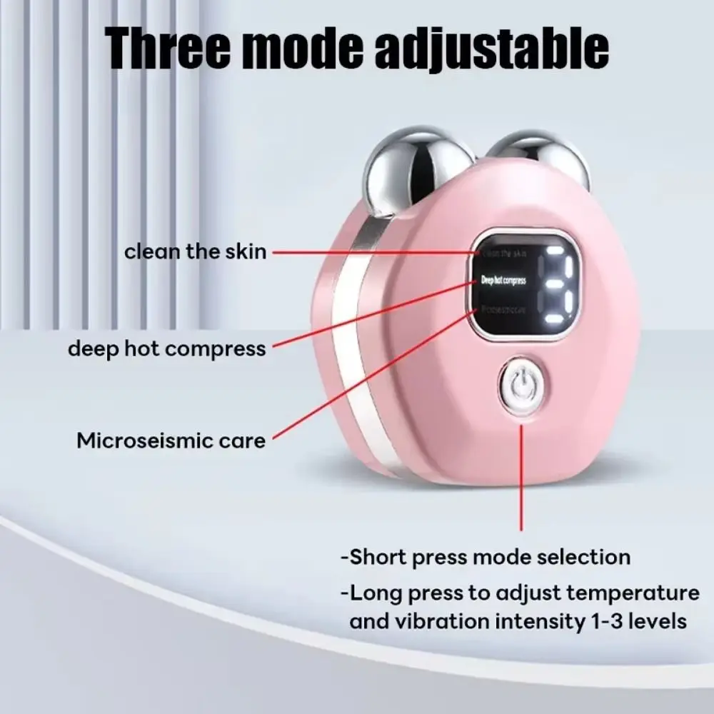 Masseur Facial électrique à 3 niveaux, microcourant EMS, Vibration thermique, dispositif de beauté du visage, compresse chaude profonde, Anti-rides