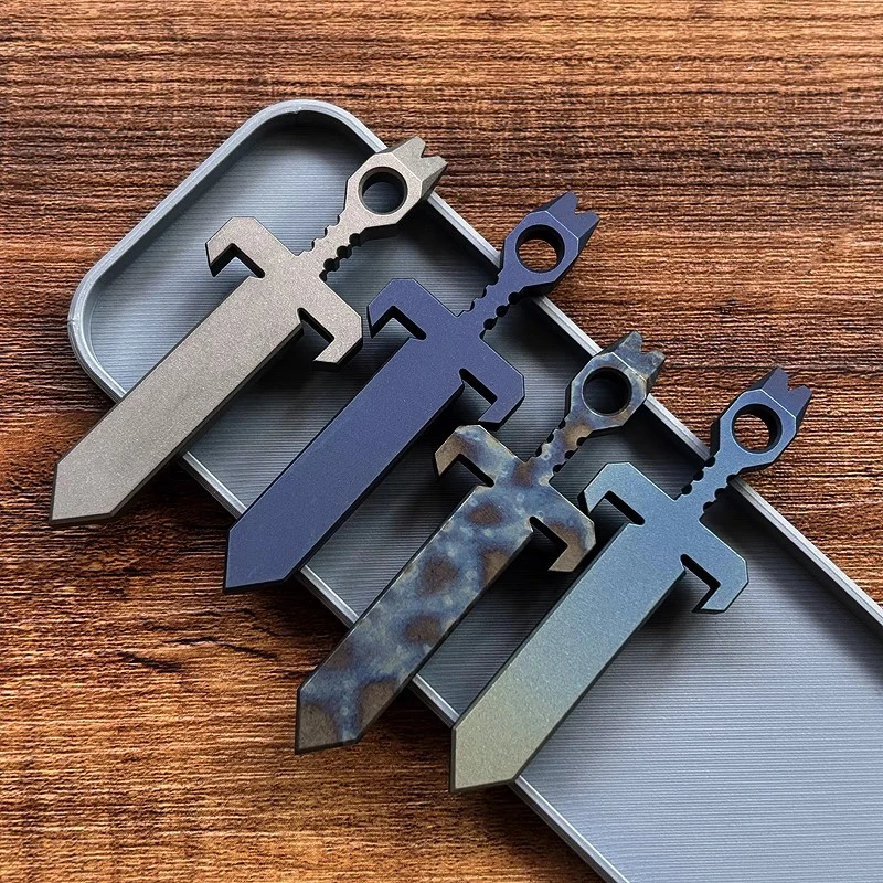 EDC Titanium Alloy Sword Multi-function Bottle Opener Keychain Pendant Screwdriver Titanium Outdoor Tool Card Crowbar