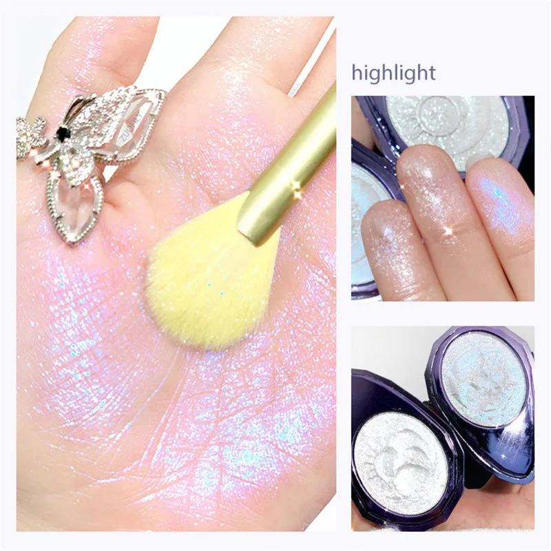 Monochrome Diamond Glitter Highlighter Palette Makeup Face and Body Brighten Pearlescent White Polarized Purple Highlight Makeup