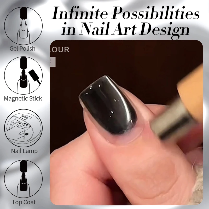 BORN PRETTY 10ml Black Glass Cat Magnetic Gel Nail Polish Punk Style Nail Art Manicure Varnis Semi Permanent Gel for Winter Nail images - 6