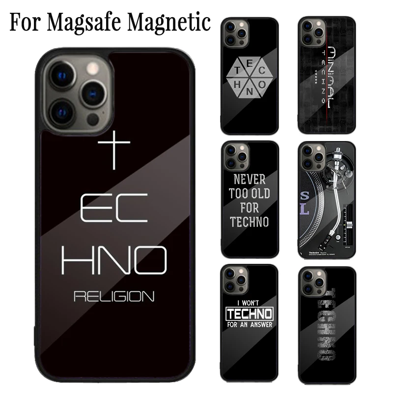 Techno Music Magnetic Phone Case Coque For iPhone 16 15 14 Plus 13 12 Mini 11 Pro Max Magsafe Wireless Charging Cover Capa