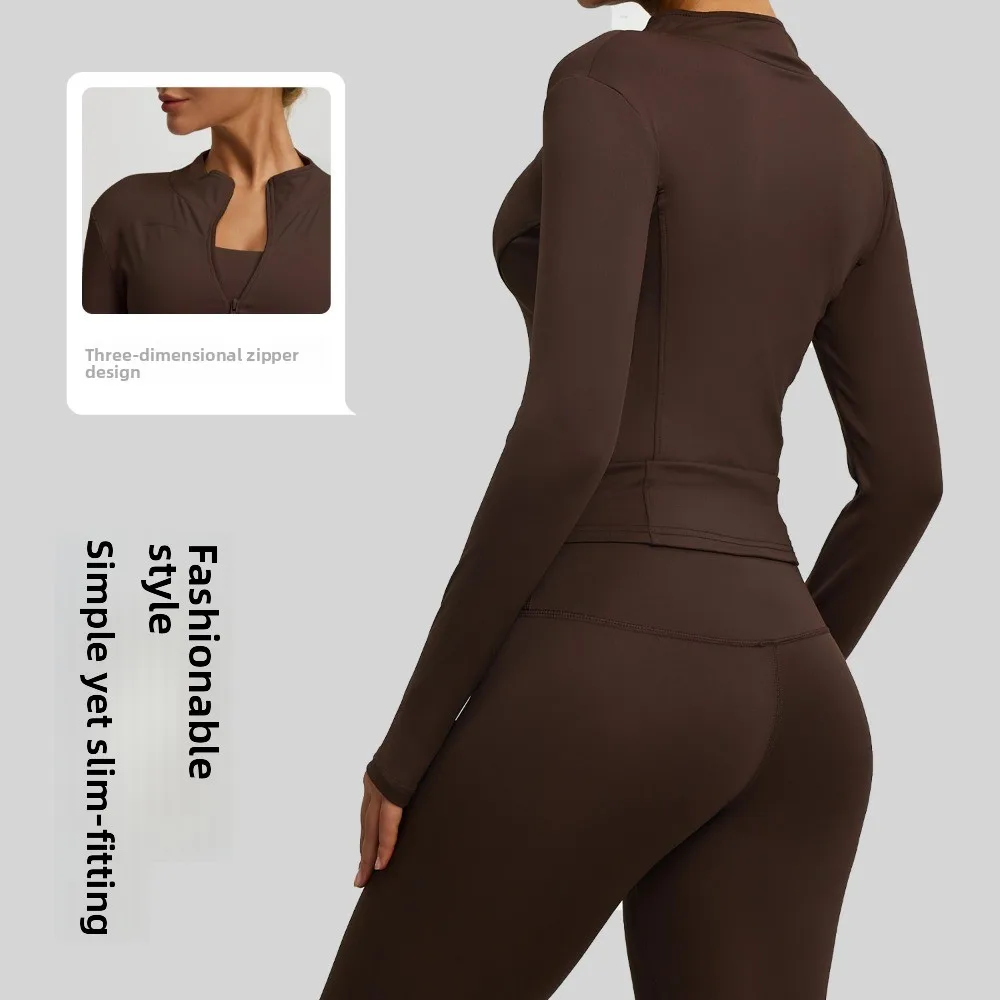 

Женская облегающая дышащая куртка для йоги на осень-зиму, спортивная одежда для зала, бега, топ для занятий спортом