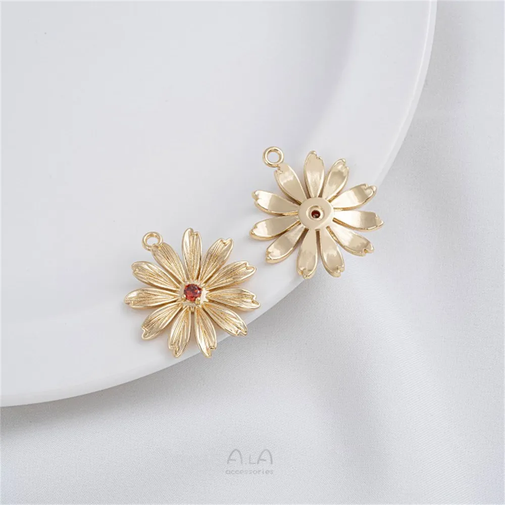 

Color Preservation 14K Bag Gold Daisy Flower Pendant Handmade String Pearl Necklace Pendant Diy Earrings Jewelry Pendant