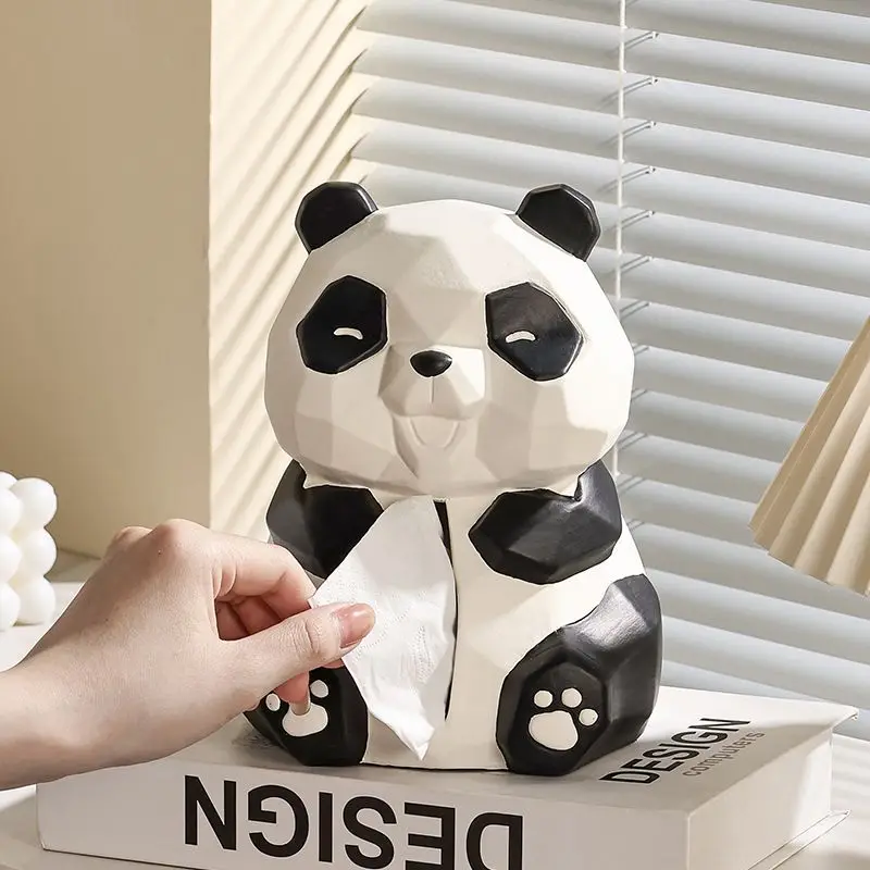 

Panda Tissue Box, Cute And Creative Ceramic Living Room Decoration Storage, Home Desktop Tea Table Paper Box