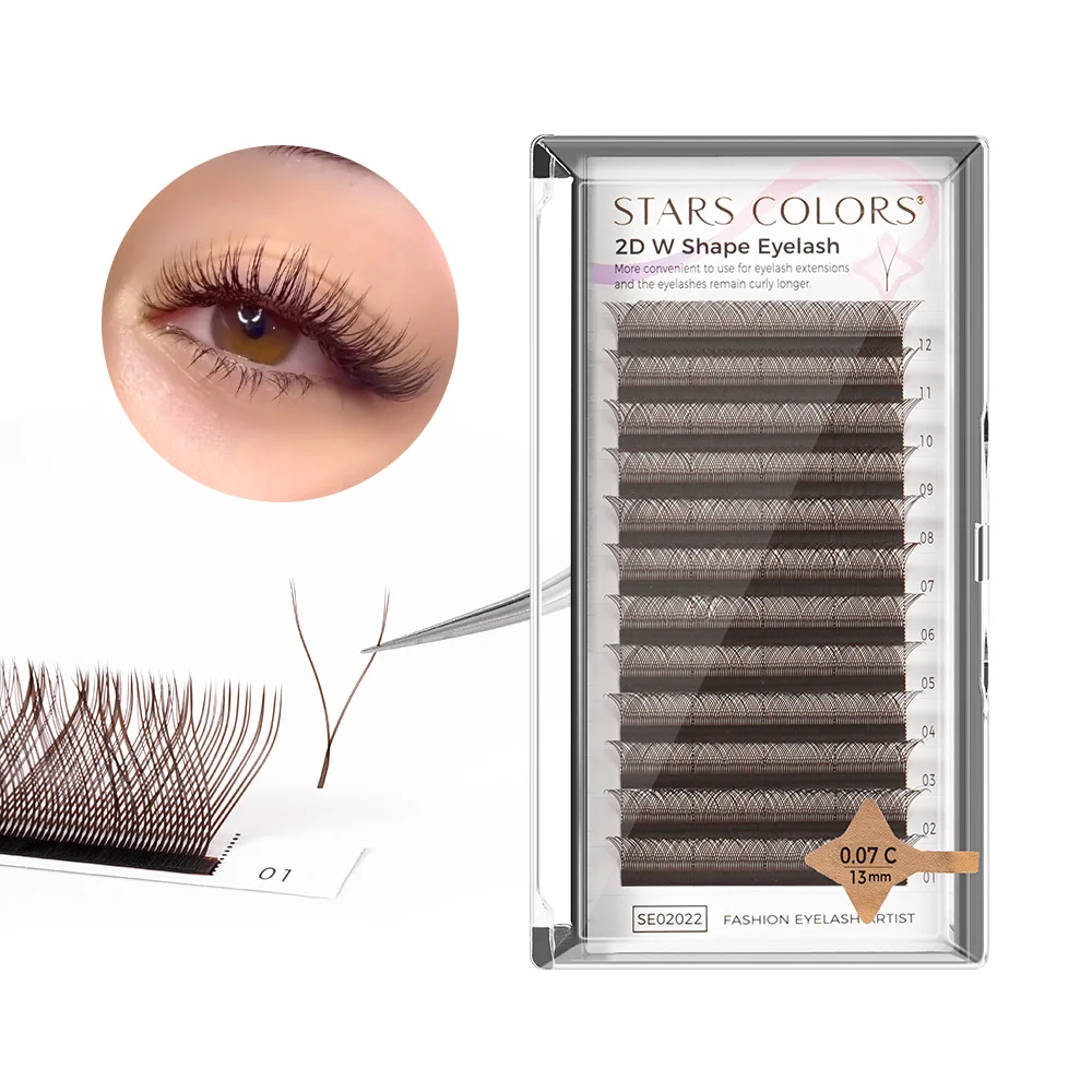 2025 새로운 도착 DIY 가짜 속눈썹 2D YY 모양 8-15mm 블랙 & 브라운 부드럽고 자연스러운 속눈썹 확장 메이크업 도구 도매