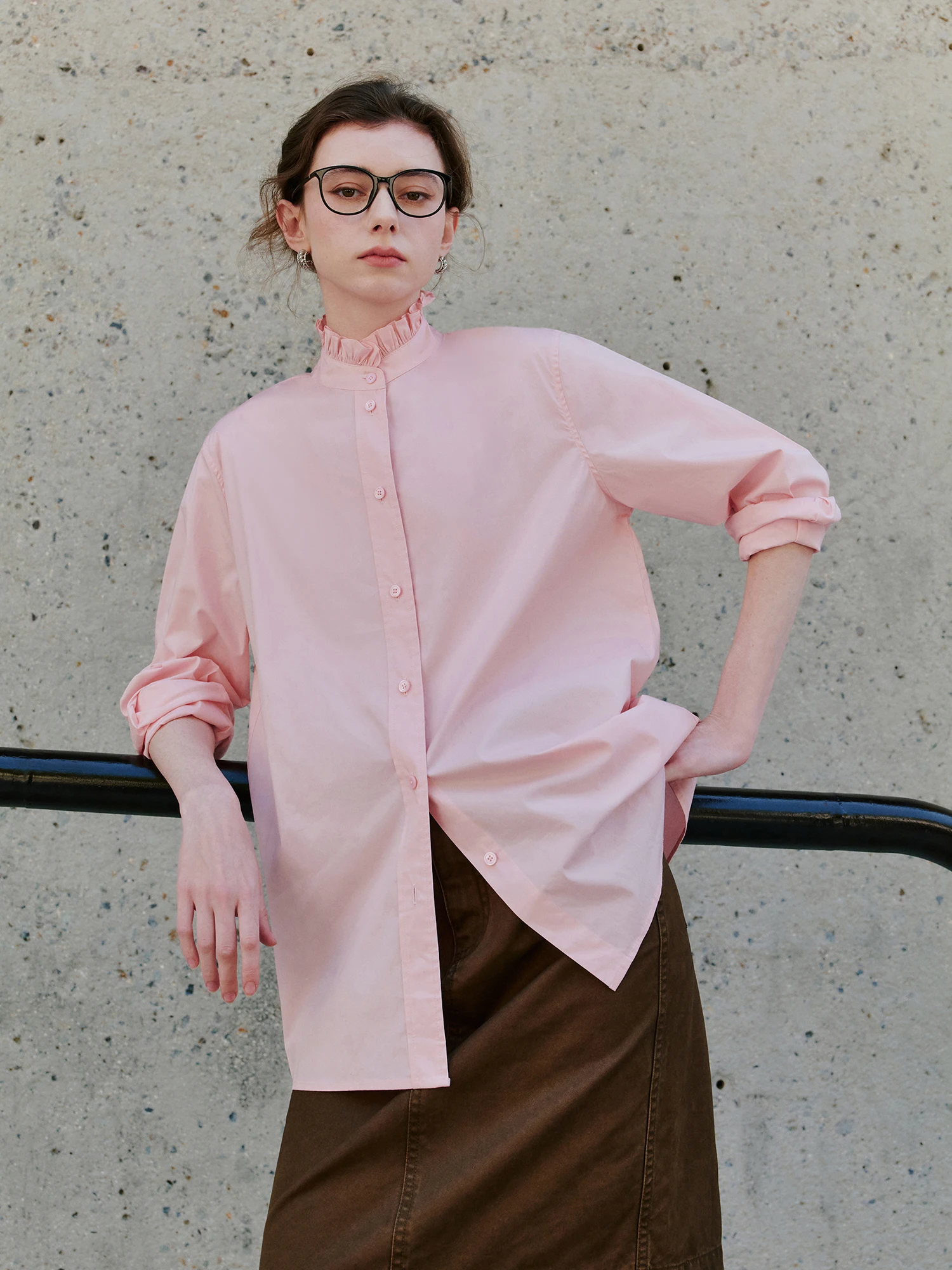 

Ele Vintage Long Sve irt High Twist Cotton Crisp Soft French Sle Pure Cotton irt U2299V от fini для женщин