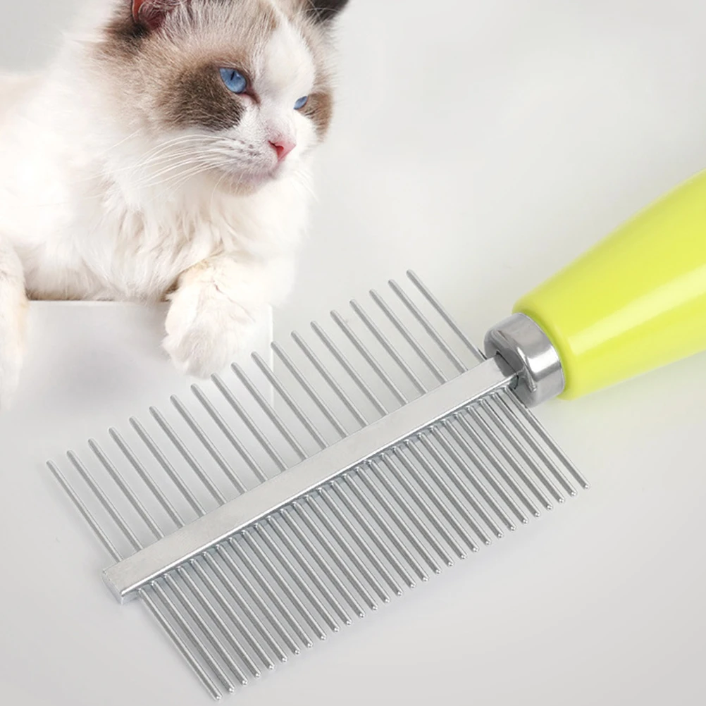 

Cat Comb Brush for Cleaning Pet Hair Yellow Handheld Non Slip Long Handle Dead Hair Remover Cat Dog Grooming Supplies
