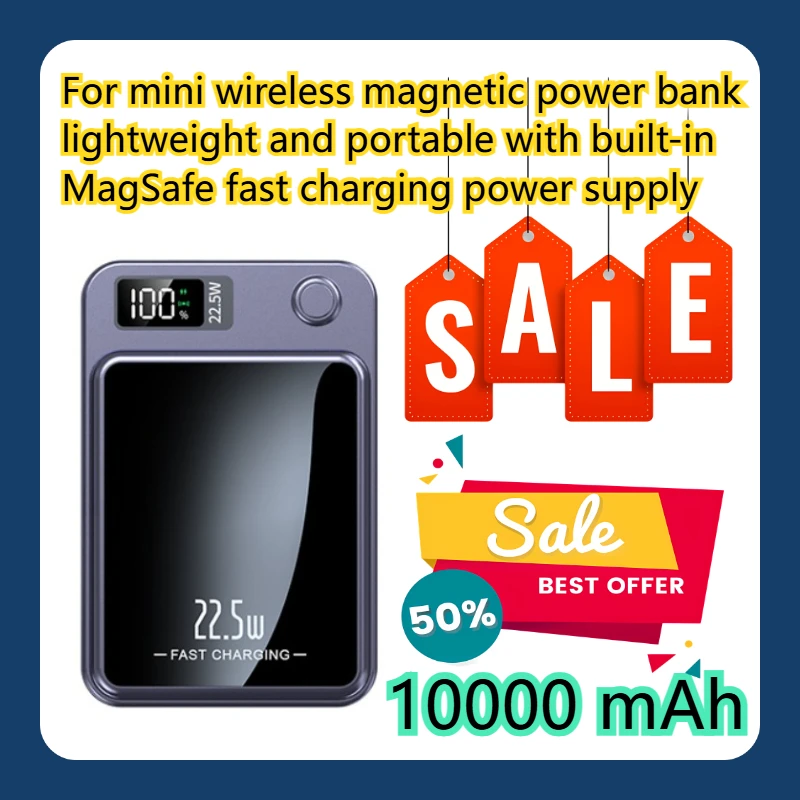 

For 10000 mAh mini wireless magnetic power bank lightweight and portable with built-in MagSafe fast charging power supply