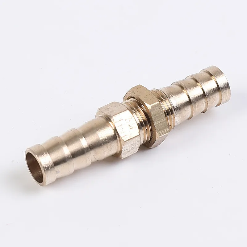 6mm-25mm Hose Barb with Nut Bulkhead Brass Barbed Tube Pipe Fitting Coupler Connector Reduce Straight Adapter for Fuel Gas Wate