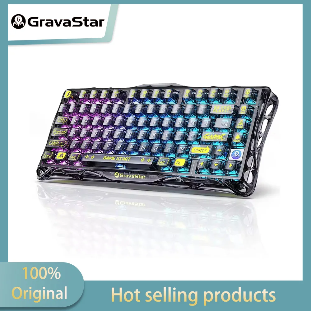 

Игровая клавиатура GravaStar Mercury K1 Lite 75%, механическая клавиатура с возможностью горячей замены переключателей, линейные переключатели с предварительной смазкой, RGB-подсветка