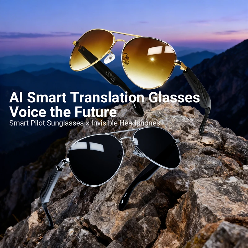 

Lenovo AI Smart Sunglasses Bluetooth Audio 100+ Languages Real-Time Translation Hands-Free Calls Music for Travel Business Sport