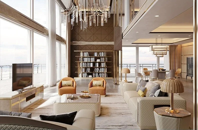 

Легкий роскошный современный ТВ-шкаф и чайный столик, комбинация высококачественного роскошного аудиовизуального шкафа для гостиной