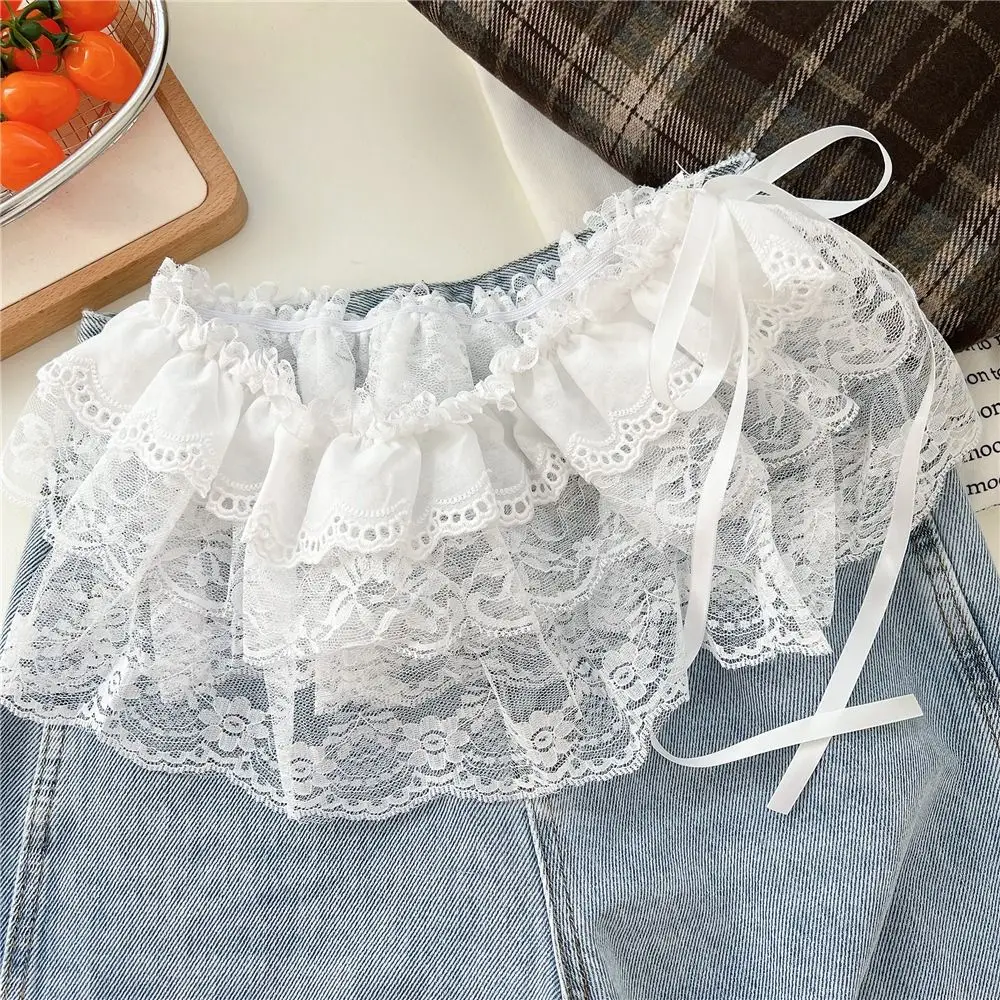 

Fashion Flower Lace Layered Gauze Skirt Y2k Streetwear Pleated Lace Fungus Fart Curtain Apron Wrap Skirt