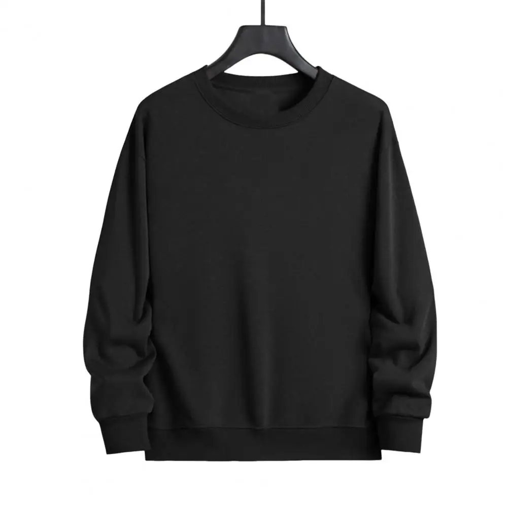 Men Daily Top Round Neck Sweatshirt Men's O Neck Pullover Sweatshirt with Elastic Cuffs for Autumn Winter Sport Daily Wear