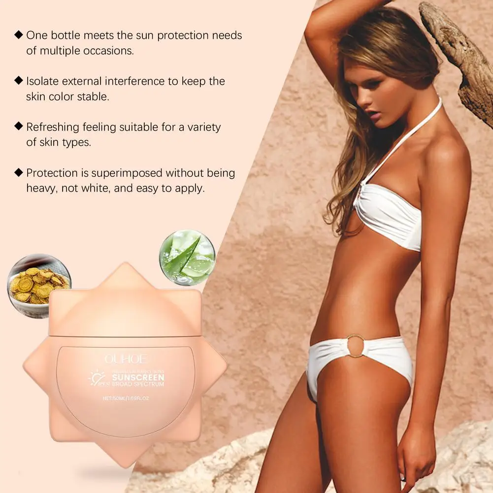 SPF50PA++ 리터치 선스크린 방수 땀 방지 항산화 크림 보호 태양 보습 케어 스킨 제품 Fa P9E5