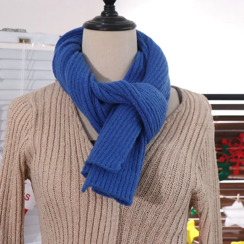 Cute Imitation Cashmere Solid Color Scarf Long Thickened Knitted Scarves Keep Warm Korean Style Wool Shawl Clothing Accessories