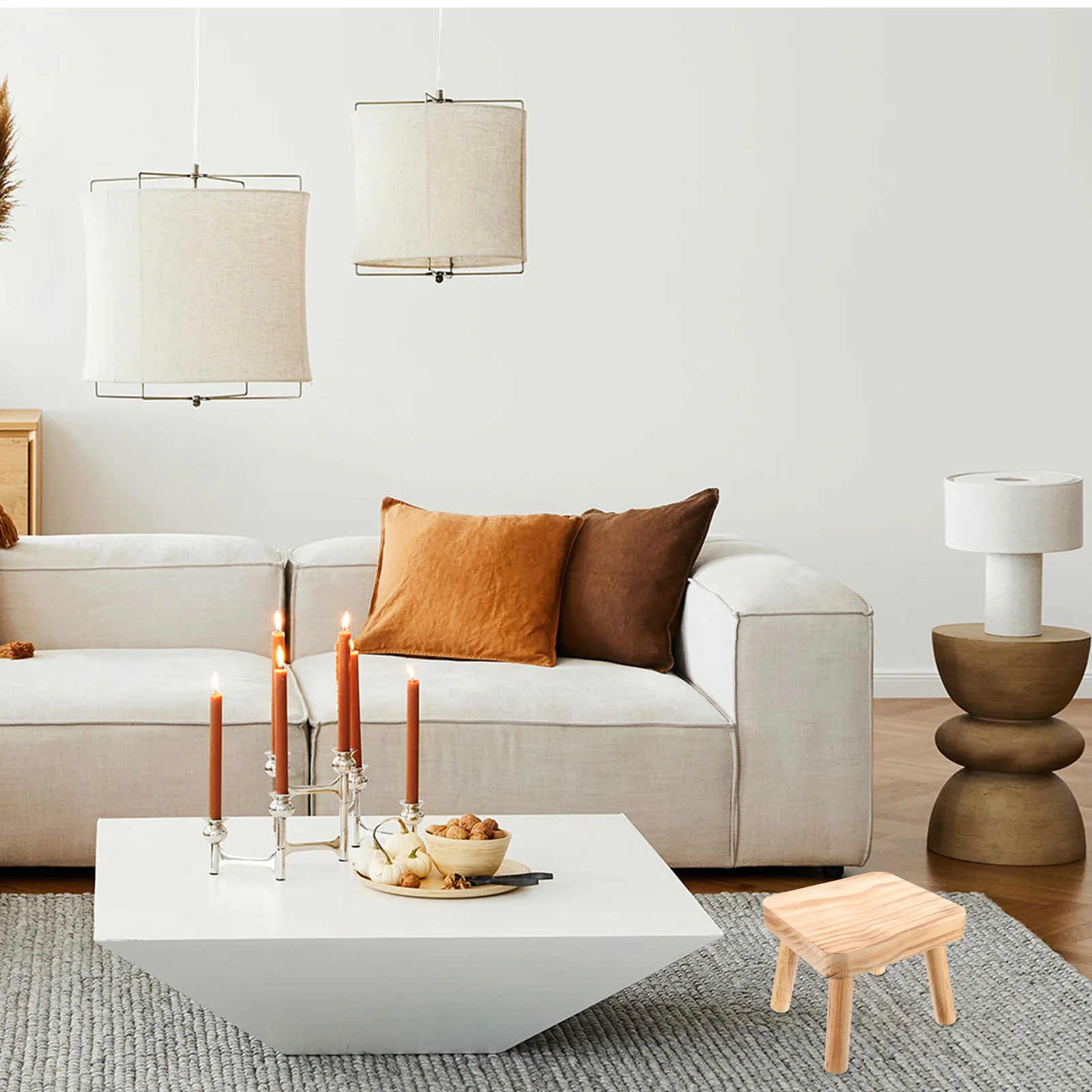 

1pcs Portable Small Wood Stool Lightweight Step Stool For Adults Indoor Outdoor Kitchen Bathroom Bedroom Camping Fishing Garden